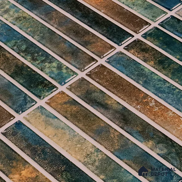 Faux Subway Wall Tile TL 05376 G Miraq KitKat Multi 2 ft x 1 ft Ceramic Glossy Finish - 8 mm | Suitable For Kitchen, Bathroom Walls and Backsplashes | Please Expect a Slight Variation of Pattern (Sample)
