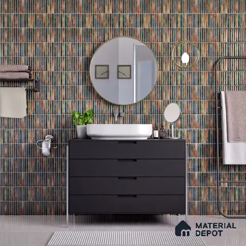 Faux Subway Wall Tile TL 05376 G Miraq KitKat Multi 2 ft x 1 ft Ceramic Glossy Finish - 8 mm | Suitable For Kitchen, Bathroom Walls and Backsplashes | Please Expect a Slight Variation of Pattern
