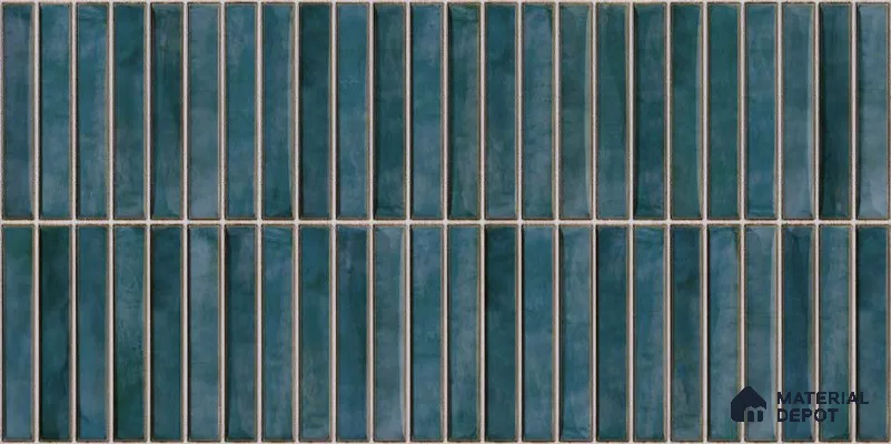 Faux Subway Wall Tile TL 05376 H Miraq Kitkat Turquoise Green 2 ft x 1 ft Ceramic Glossy Finish - 8 mm | Suitable For Kitchen, Bathroom Walls and Backsplashes | Please Expect a Slight Variation of Pattern (Sample)
