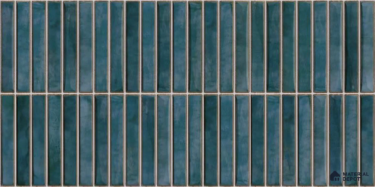 Faux Subway Wall Tile TL 05376 H Miraq Kitkat Turquoise Green 2 ft x 1 ft Ceramic Glossy Finish - 8 mm | Suitable For Kitchen, Bathroom Walls and Backsplashes | Please Expect a Slight Variation of Pattern (Sample)