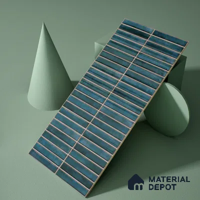 Faux Subway Wall Tile TL 05376 H Miraq Kitkat Turquoise Green 2 ft x 1 ft Ceramic Glossy Finish - 8 mm | Suitable For Kitchen, Bathroom Walls and Backsplashes | Please Expect a Slight Variation of Pattern (Sample)