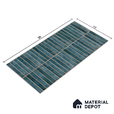 Faux Subway Wall Tile TL 05376 H Miraq Kitkat Turquoise Green 2 ft x 1 ft Ceramic Glossy Finish - 8 mm | Suitable For Kitchen, Bathroom Walls and Backsplashes | Please Expect a Slight Variation of Pattern (Sample)