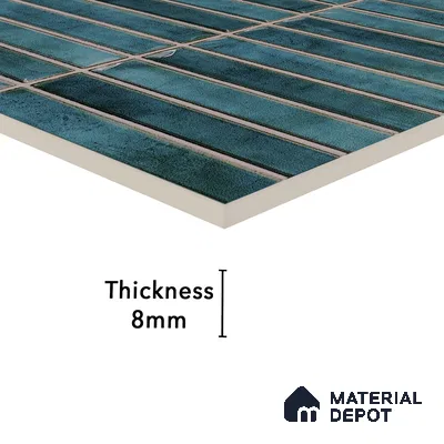 Faux Subway Wall Tile TL 05376 H Miraq Kitkat Turquoise Green 2 ft x 1 ft Ceramic Glossy Finish - 8 mm | Suitable For Kitchen, Bathroom Walls and Backsplashes | Please Expect a Slight Variation of Pattern (Sample)
