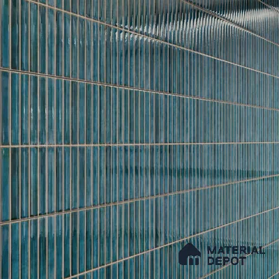Faux Subway Wall Tile TL 05376 H Miraq Kitkat Turquoise Green 2 ft x 1 ft Ceramic Glossy Finish - 8 mm | Suitable For Kitchen, Bathroom Walls and Backsplashes | Please Expect a Slight Variation of Pattern (Sample)