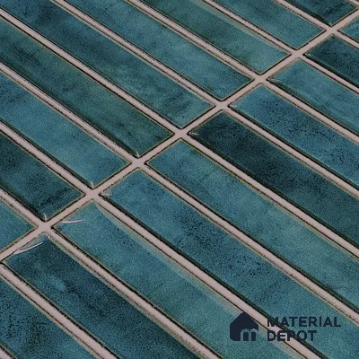 Faux Subway Wall Tile TL 05376 H Miraq Kitkat Turquoise Green 2 ft x 1 ft Ceramic Glossy Finish - 8 mm | Suitable For Kitchen, Bathroom Walls and Backsplashes | Please Expect a Slight Variation of Pattern (Sample)