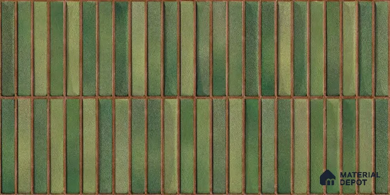 Faux Subway Wall Tile TL 05376 I Miraq Kitkat Forest Green 2 ft x 1 ft Ceramic Glossy Finish - 8 mm | Suitable For Kitchen, Bathroom Walls and Backsplashes | Please Expect a Slight Variation of Pattern (Sample)