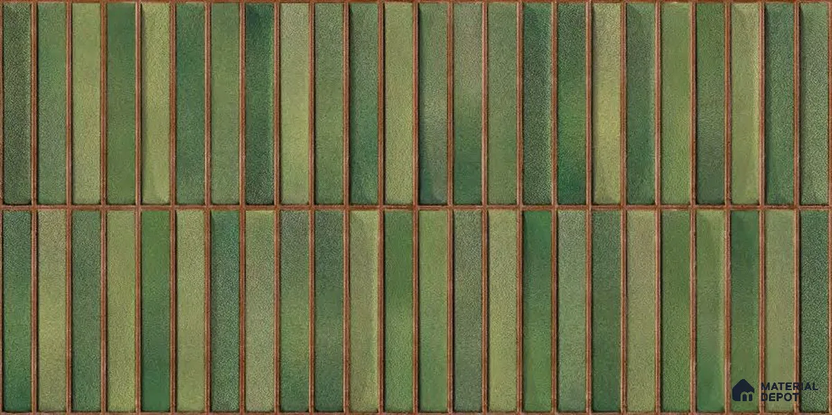 Faux Subway Wall Tile TL 05376 I Miraq Kitkat Forest Green 2 ft x 1 ft Ceramic Glossy Finish - 8 mm | Suitable For Kitchen, Bathroom Walls and Backsplashes | Please Expect a Slight Variation of Pattern (Sample)