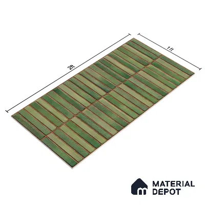 Faux Subway Wall Tile TL 05376 I Miraq Kitkat Forest Green 2 ft x 1 ft Ceramic Glossy Finish - 8 mm | Suitable For Kitchen, Bathroom Walls and Backsplashes | Please Expect a Slight Variation of Pattern (Sample)