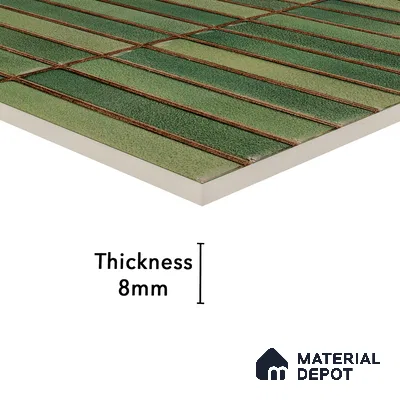Faux Subway Wall Tile TL 05376 I Miraq Kitkat Forest Green 2 ft x 1 ft Ceramic Glossy Finish - 8 mm | Suitable For Kitchen, Bathroom Walls and Backsplashes | Please Expect a Slight Variation of Pattern (Sample)