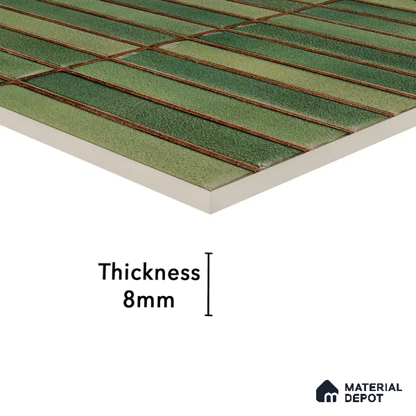Faux Subway Wall Tile TL 05376 I Miraq Kitkat Forest Green 2 ft x 1 ft Ceramic Glossy Finish - 8 mm | Suitable For Kitchen, Bathroom Walls and Backsplashes | Please Expect a Slight Variation of Pattern (Sample)