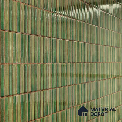 Faux Subway Wall Tile TL 05376 I Miraq Kitkat Forest Green 2 ft x 1 ft Ceramic Glossy Finish - 8 mm | Suitable For Kitchen, Bathroom Walls and Backsplashes | Please Expect a Slight Variation of Pattern (Sample)
