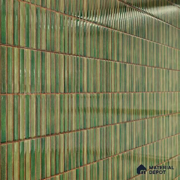 Faux Subway Wall Tile TL 05376 I Miraq Kitkat Forest Green 2 ft x 1 ft Ceramic Glossy Finish - 8 mm | Suitable For Kitchen, Bathroom Walls and Backsplashes | Please Expect a Slight Variation of Pattern (Sample)