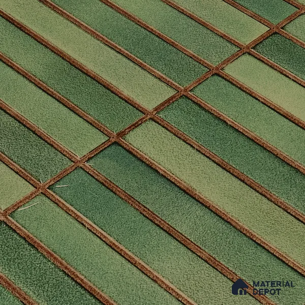Faux Subway Wall Tile TL 05376 I Miraq Kitkat Forest Green 2 ft x 1 ft Ceramic Glossy Finish - 8 mm | Suitable For Kitchen, Bathroom Walls and Backsplashes | Please Expect a Slight Variation of Pattern (Sample)