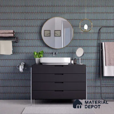 Faux Subway Wall Tile TL 05376 J Miraq Kitkat Cobalt Blue 2 ft x 1 ft Ceramic Glossy Finish - 8 mm | Suitable For Kitchen, Bathroom Walls and Backsplashes | Please Expect a Slight Variation of Pattern (Sample)