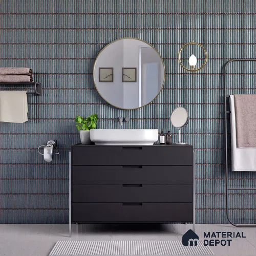 Faux Subway Wall Tile TL 05376 J Miraq Kitkat Cobalt Blue 2 ft x 1 ft Ceramic Glossy Finish - 8 mm | Suitable For Kitchen, Bathroom Walls and Backsplashes | Please Expect a Slight Variation of Pattern