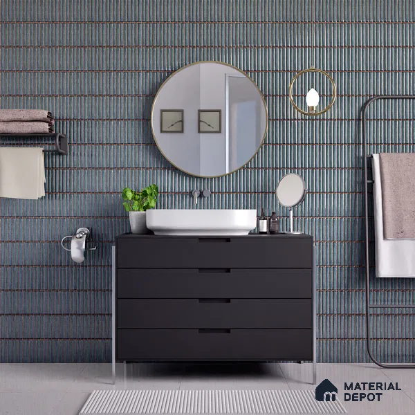Faux Subway Wall Tile TL 05376 J Miraq Kitkat Cobalt Blue 2 ft x 1 ft Ceramic Glossy Finish - 8 mm | Suitable For Kitchen, Bathroom Walls and Backsplashes | Please Expect a Slight Variation of Pattern (Sample)