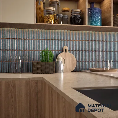 Faux Subway Wall Tile TL 05376 J Miraq Kitkat Cobalt Blue 2 ft x 1 ft Ceramic Glossy Finish - 8 mm | Suitable For Kitchen, Bathroom Walls and Backsplashes | Please Expect a Slight Variation of Pattern (Sample)