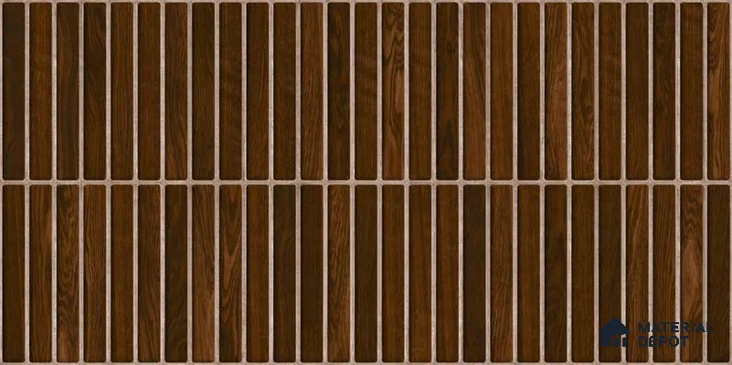 Faux Subway Wall Tile TL 05376 K Miraq Kitkat Wood Brown 2 ft x 1 ft Ceramic Matte Finish - 8 mm | Suitable For Kitchen, Bathroom Walls and Backsplashes | Please Expect a Slight Variation of Pattern