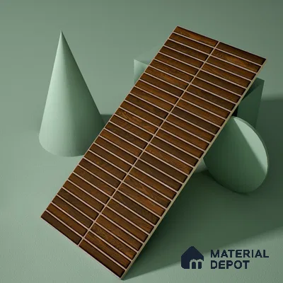 Faux Subway Wall Tile TL 05376 K Miraq Kitkat Wood Brown 2 ft x 1 ft Ceramic Matte Finish - 8 mm | Suitable For Kitchen, Bathroom Walls and Backsplashes | Please Expect a Slight Variation of Pattern