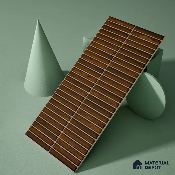 Faux Subway Wall Tile TL 05376 K Miraq Kitkat Wood Brown 2 ft x 1 ft Ceramic Matte Finish - 8 mm | Suitable For Kitchen, Bathroom Walls and Backsplashes | Please Expect a Slight Variation of Pattern