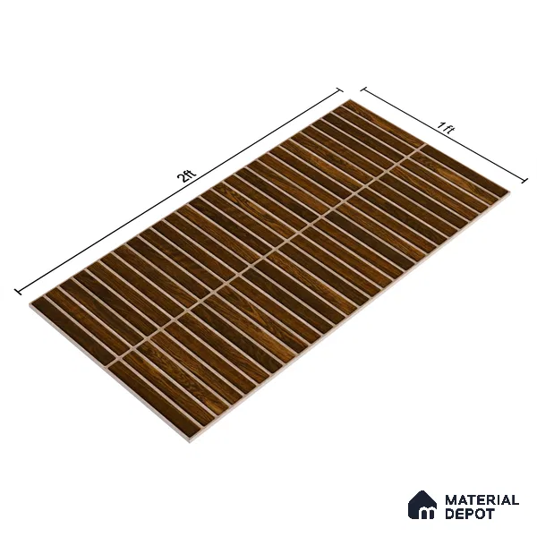 Faux Subway Wall Tile TL 05376 K Miraq Kitkat Wood Brown 2 ft x 1 ft Ceramic Matte Finish - 8 mm | Suitable For Kitchen, Bathroom Walls and Backsplashes | Please Expect a Slight Variation of Pattern