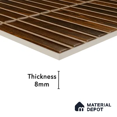 Faux Subway Wall Tile TL 05376 K Miraq Kitkat Wood Brown 2 ft x 1 ft Ceramic Matte Finish - 8 mm | Suitable For Kitchen, Bathroom Walls and Backsplashes | Please Expect a Slight Variation of Pattern