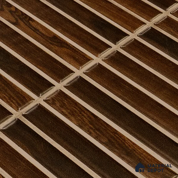 Faux Subway Wall Tile TL 05376 K Miraq Kitkat Wood Brown 2 ft x 1 ft Ceramic Matte Finish - 8 mm | Suitable For Kitchen, Bathroom Walls and Backsplashes | Please Expect a Slight Variation of Pattern