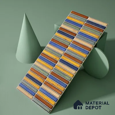 Faux Subway Wall Tile TL 05376 L Miraq KitKat Fusion 2 ft x 1 ft Ceramic Matte Finish - 8 mm | Suitable For Kitchen, Bathroom Walls and Backsplashes | Please Expect a Slight Variation of Pattern (Sample)