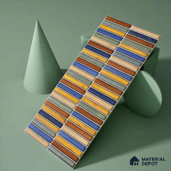 Faux Subway Wall Tile TL 05376 L Miraq KitKat Fusion 2 ft x 1 ft Ceramic Matte Finish - 8 mm | Suitable For Kitchen, Bathroom Walls and Backsplashes | Please Expect a Slight Variation of Pattern (Sample)
