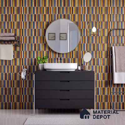 Faux Subway Wall Tile TL 05376 L Miraq KitKat Fusion 2 ft x 1 ft Ceramic Matte Finish - 8 mm | Suitable For Kitchen, Bathroom Walls and Backsplashes | Please Expect a Slight Variation of Pattern (Sample)