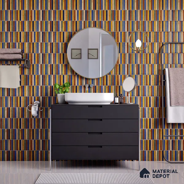 Faux Subway Wall Tile TL 05376 L Miraq KitKat Fusion 2 ft x 1 ft Ceramic Matte Finish - 8 mm | Suitable For Kitchen, Bathroom Walls and Backsplashes | Please Expect a Slight Variation of Pattern (Sample)