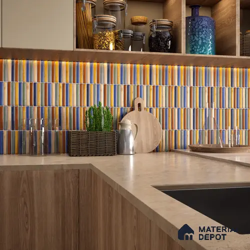 Faux Subway Wall Tile TL 05376 L Miraq KitKat Fusion 2 ft x 1 ft Ceramic Matte Finish - 8 mm | Suitable For Kitchen, Bathroom Walls and Backsplashes | Please Expect a Slight Variation of Pattern