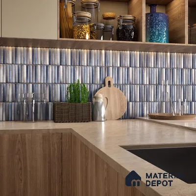 Faux Subway Wall Tile TL 05376 M Miraq Kitkat Mistique 2 ft x 1 ft Ceramic Glossy Finish - 8 mm | Suitable For Kitchen, Bathroom Walls and Backsplashes | Please Expect a Slight Variation of Pattern (Sample)