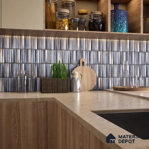 Faux Subway Wall Tile TL 05376 M Miraq Kitkat Mistique 2 ft x 1 ft Ceramic Glossy Finish - 8 mm | Suitable For Kitchen, Bathroom Walls and Backsplashes | Please Expect a Slight Variation of Pattern