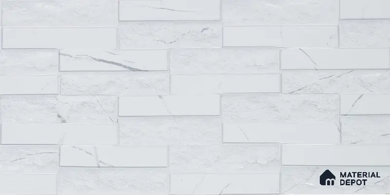 Faux Subway Wall Tile TL 05380 B Miraq Marquina White 2 ft x 1 ft Ceramic Matte Finish - 8 mm | Suitable For Kitchen, Bathroom Walls and Backsplashes | Please Expect a Slight Variation of Pattern