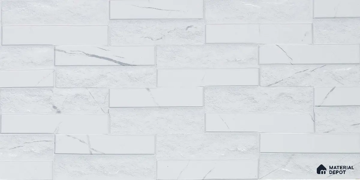 Faux Subway Wall Tile TL 05380 B Miraq Marquina White 2 ft x 1 ft Ceramic Matte Finish - 8 mm | Suitable For Kitchen, Bathroom Walls and Backsplashes | Please Expect a Slight Variation of Pattern