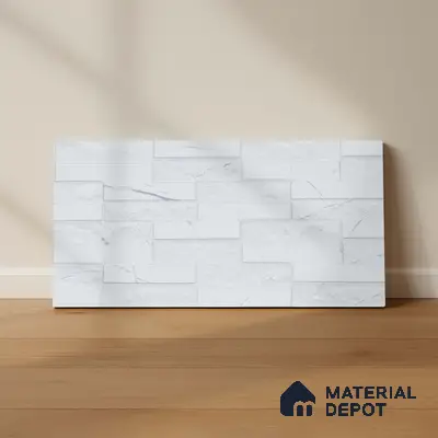 Faux Subway Wall Tile TL 05380 B Miraq Marquina White 2 ft x 1 ft Ceramic Matte Finish - 8 mm | Suitable For Kitchen, Bathroom Walls and Backsplashes | Please Expect a Slight Variation of Pattern