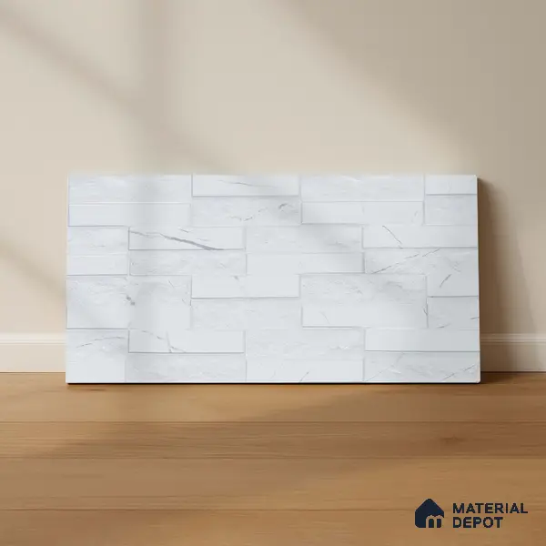 Faux Subway Wall Tile TL 05380 B Miraq Marquina White 2 ft x 1 ft Ceramic Matte Finish - 8 mm | Suitable For Kitchen, Bathroom Walls and Backsplashes | Please Expect a Slight Variation of Pattern