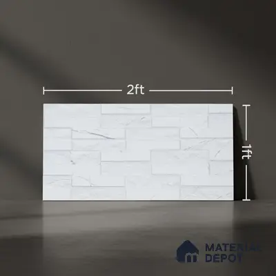 Faux Subway Wall Tile TL 05380 B Miraq Marquina White 2 ft x 1 ft Ceramic Matte Finish - 8 mm | Suitable For Kitchen, Bathroom Walls and Backsplashes | Please Expect a Slight Variation of Pattern