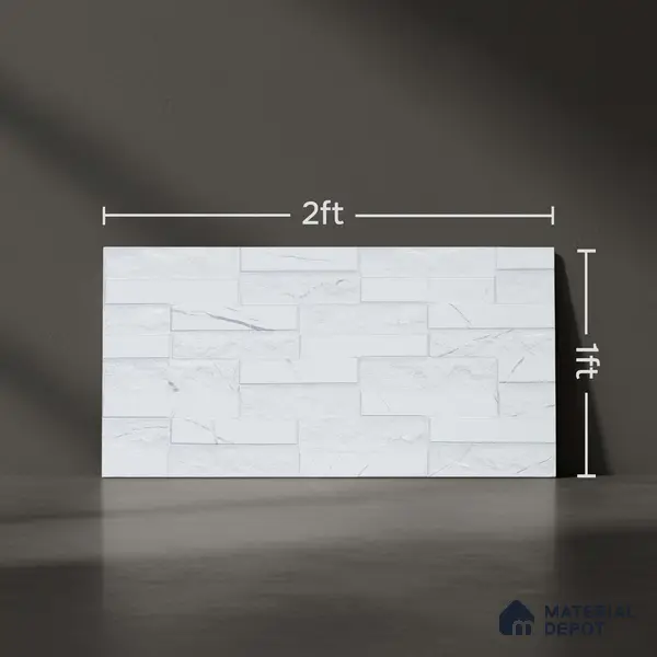 Faux Subway Wall Tile TL 05380 B Miraq Marquina White 2 ft x 1 ft Ceramic Matte Finish - 8 mm | Suitable For Kitchen, Bathroom Walls and Backsplashes | Please Expect a Slight Variation of Pattern