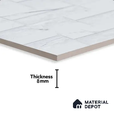 Faux Subway Wall Tile TL 05380 B Miraq Marquina White 2 ft x 1 ft Ceramic Matte Finish - 8 mm | Suitable For Kitchen, Bathroom Walls and Backsplashes | Please Expect a Slight Variation of Pattern