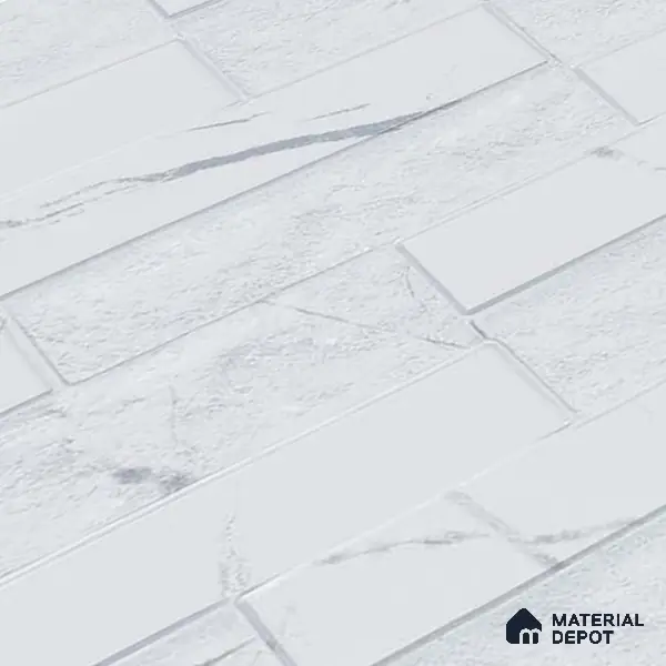 Faux Subway Wall Tile TL 05380 B Miraq Marquina White 2 ft x 1 ft Ceramic Matte Finish - 8 mm | Suitable For Kitchen, Bathroom Walls and Backsplashes | Please Expect a Slight Variation of Pattern
