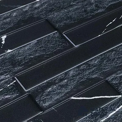 Faux Subway Wall Tile TL 05380 Miraq Marquina Black 2 ft x 1 ft Ceramic Matte Finish - 8 mm | Suitable For Kitchen, Bathroom Walls and Backsplashes | Please Expect a Slight Variation of Pattern