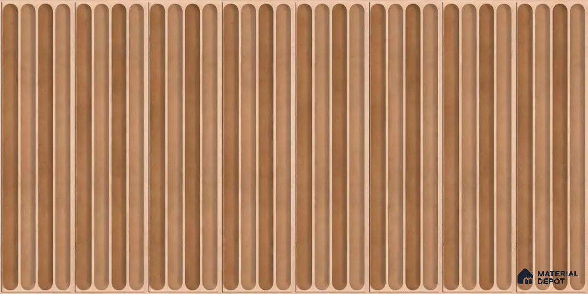 Faux Subway Wall Tile TL 05377 B Miraq Ripple Stripes Brown 2 ft x 1 ft Ceramic Glossy Finish - 8 mm | Suitable For Kitchen, Bathroom Walls and Backsplashes | Please Expect a Slight Variation of Pattern