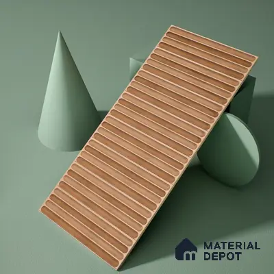 Faux Subway Wall Tile TL 05377 B Miraq Ripple Stripes Brown 2 ft x 1 ft Ceramic Glossy Finish - 8 mm | Suitable For Kitchen, Bathroom Walls and Backsplashes | Please Expect a Slight Variation of Pattern