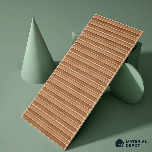 Faux Subway Wall Tile TL 05377 B Miraq Ripple Stripes Brown 2 ft x 1 ft Ceramic Glossy Finish - 8 mm | Suitable For Kitchen, Bathroom Walls and Backsplashes | Please Expect a Slight Variation of Pattern