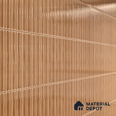 Faux Subway Wall Tile TL 05377 B Miraq Ripple Stripes Brown 2 ft x 1 ft Ceramic Glossy Finish - 8 mm | Suitable For Kitchen, Bathroom Walls and Backsplashes | Please Expect a Slight Variation of Pattern