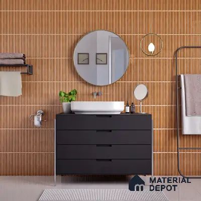 Faux Subway Wall Tile TL 05377 B Miraq Ripple Stripes Brown 2 ft x 1 ft Ceramic Glossy Finish - 8 mm | Suitable For Kitchen, Bathroom Walls and Backsplashes | Please Expect a Slight Variation of Pattern