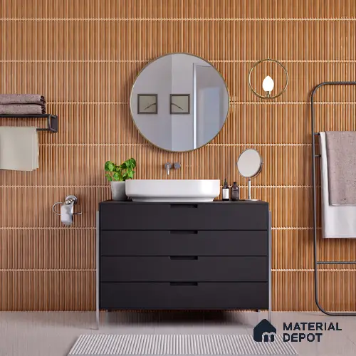 Faux Subway Wall Tile TL 05377 B Miraq Ripple Stripes Brown 2 ft x 1 ft Ceramic Glossy Finish - 8 mm | Suitable For Kitchen, Bathroom Walls and Backsplashes | Please Expect a Slight Variation of Pattern