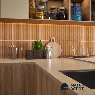 Faux Subway Wall Tile TL 05377 B Miraq Ripple Stripes Brown 2 ft x 1 ft Ceramic Glossy Finish - 8 mm | Suitable For Kitchen, Bathroom Walls and Backsplashes | Please Expect a Slight Variation of Pattern